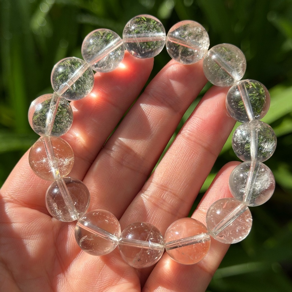 14mm stretchable rainbow clear quartz bracelet 0589